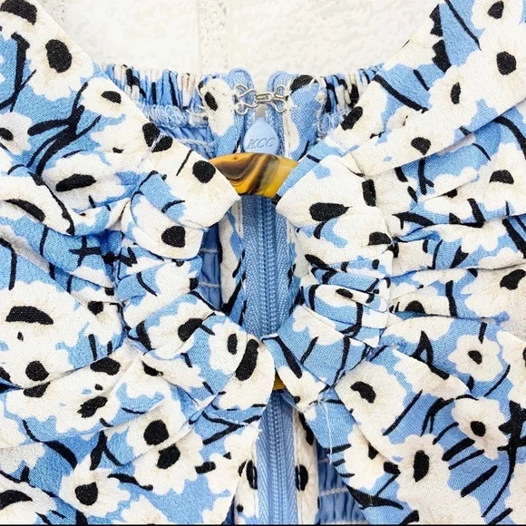 NWT Anthropologie Hutch Blue Motif Ditsy Floral Print Wide Leg Jumpsuit - Picture 10 of 13